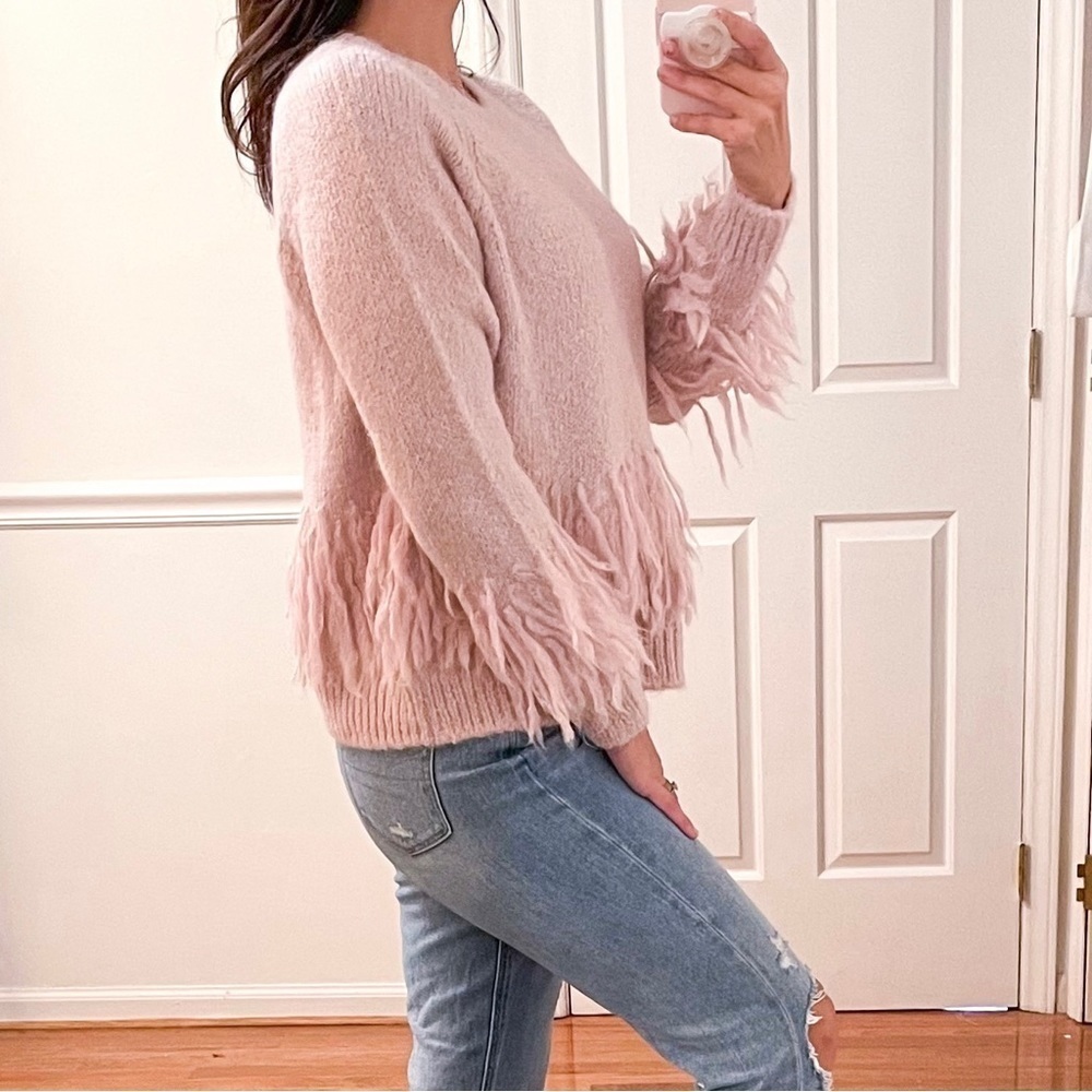 Cinq a Sept Izabella Alpaca Wool Fringe Sweater S